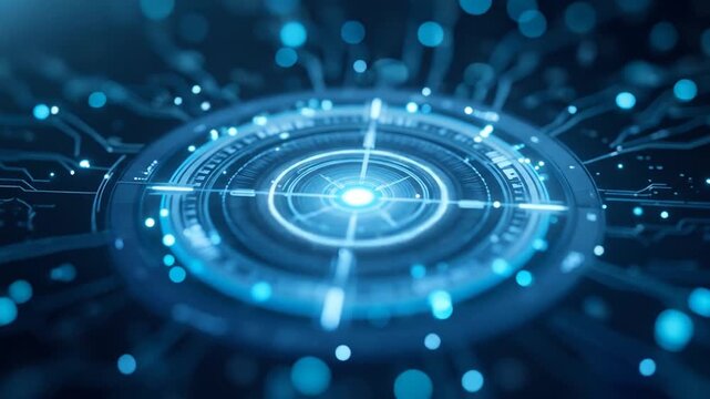Glowing Blue Cybernetic Core Technology Concept