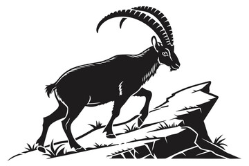 Ibex animal sihouette black vector