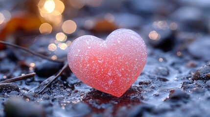 Obraz premium Frosty heart candy on textured ground