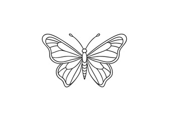 Elegant Butterfly Outline Illustration for Coloring Pages and Creative Design Projects on White Background