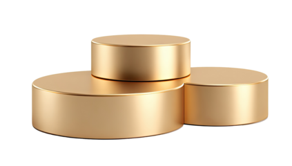 Three stacked, round, gold podiums