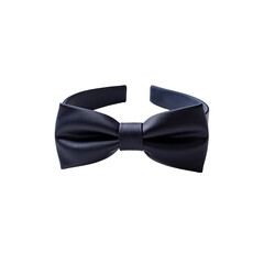 Dark navy blue bow tie against a black background.