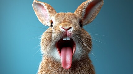 Funny rabbit with tongue out