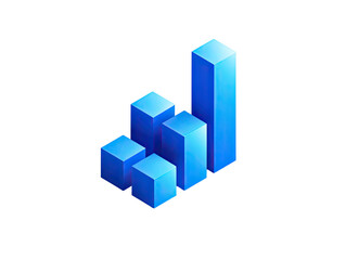 3D stylized bar graph, light-blue cubes, on black background