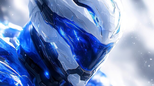 Futuristic armor, blue and white design