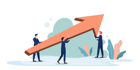 Business Growth and Teamwork with Arrow Up Symbol