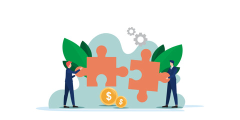 Business Teamwork Concept with Puzzle Pieces and Cooperation.