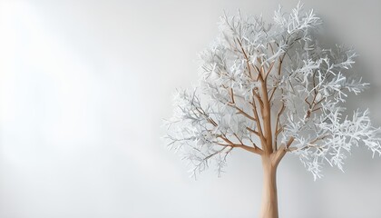 Obraz premium Frost-Covered Tree on White Background
