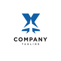 Fototapeta premium Letter X Jet Plane Logo Icon vector