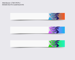 set of colorful web banner background for leaderboard ad with editable size
