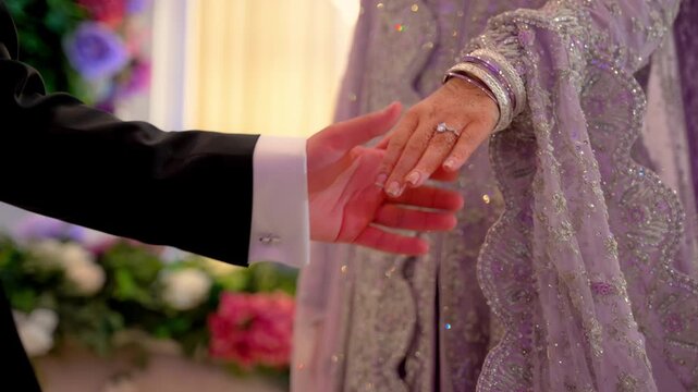 Bride and groom Mehndi taken Hands during Wedding Photoshoot 