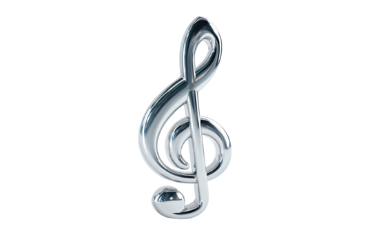 Silver treble clef, 3D render