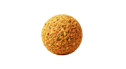 Close up of a single falafel ball isolated on transparent background, a popular middle eastern food