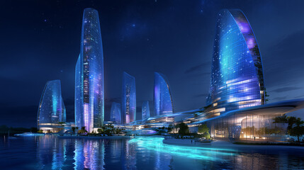 Obraz premium night view of the city