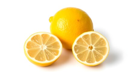 Fresh Lemon Isolated on White Background &ndash; Premium Citrus Fruit Photography.