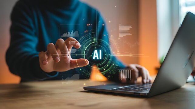 Person interacting with artificial intelligence interface