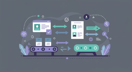 Fototapeta premium Business process automation and workflow management system illustration