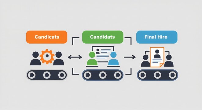 Recruitment and hiring process workflow with candidate selection stages
