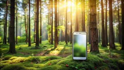 Forest Background with Mobile Phone