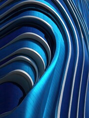 Fototapeta premium Abstract architectural facade, dynamic curves of blue and white