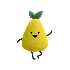 Obraz premium Cheerful Fruit: A charming and vibrant illustrated pear comes to life with a whimsical expression, and invites you into its world with a cheerful demeanor. 