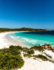 Fototapeta premium Pristine beach scene under a vibrant sky