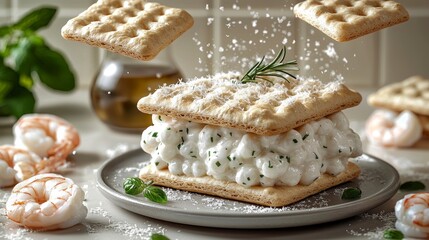 Gourmet Cracker Sandwich with Shrimp & Sprinkles