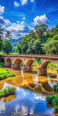 Fototapeta premium Ancient stone bridge spanning a serene river