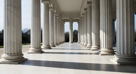 Marble Columns Under a Clear Sky at a Historic Monument