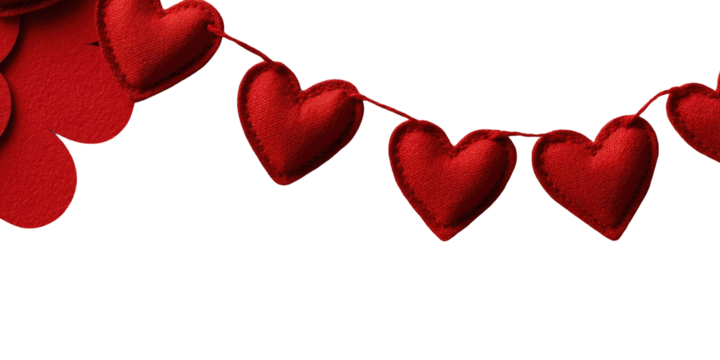 Red heart garland against transparent background - Powered by Adobe