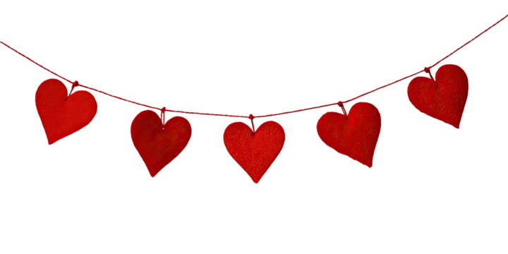 Red heart garland against transparent background