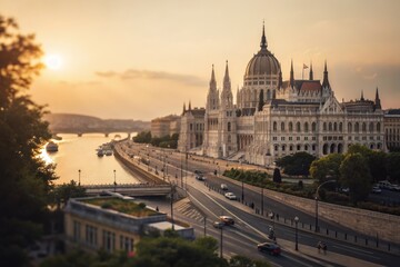 Fototapeta premium Majestic Parliament Building at Sunset