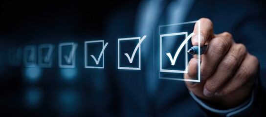 Hand checking off items on a digital checklist (1)