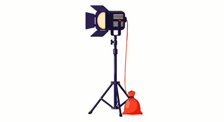 Obraz premium Studio Lighting Equipment: Professional Film Light on Tripod with Barn Doors and Cable