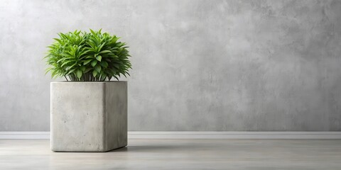 Fototapeta premium Modern Concrete Planter with Lush Green Plant