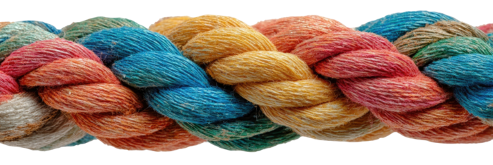 Close-up of a brightly colored braided rope
