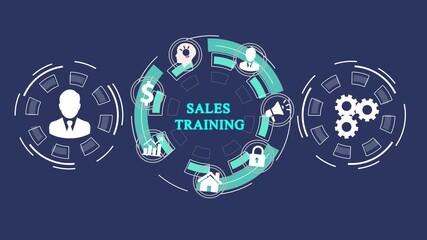 Sales training, Business development and marketing concept on virtual screen ,illustration.