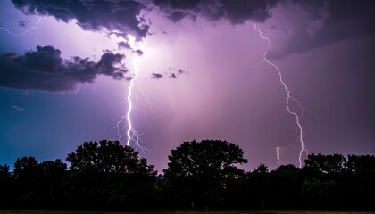 Dramatic storm with lightning striking