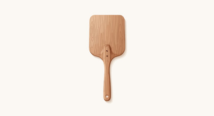 Artistic Rendition of a Classic Wooden Pizza Peel on Plain Background