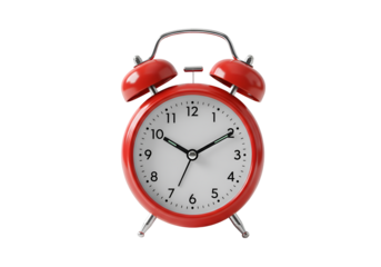 Classic Red Alarm Clock: Time Management & Productivity Visual Isolated on Transparent Background
