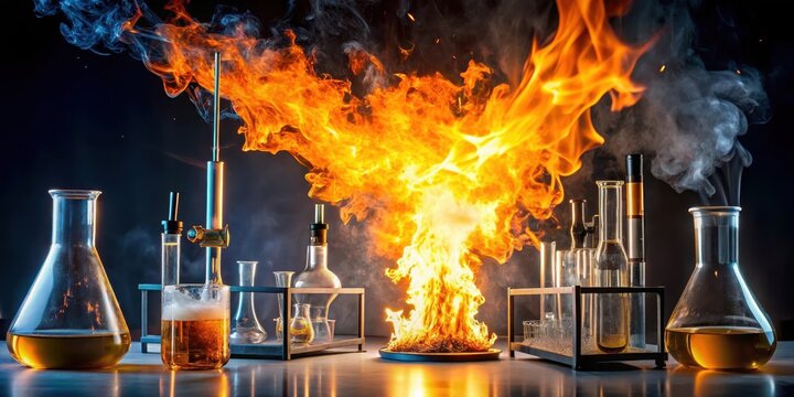 Lab equipment explodes with flames