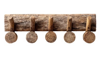 Rustic wooden wall hook rack with five pegs