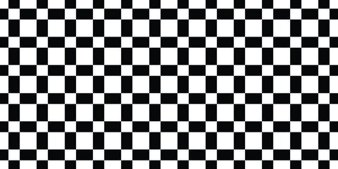 Black and White Checkerboard Seamless Pattern Vector EPS | Abstract Geometric Square Background, Optical Illusion Chessboard, Retro Minimal Monochrome Design for Decoration and Wallpaper