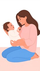 Obraz premium A mother lovingly holds her baby, gazing at each other