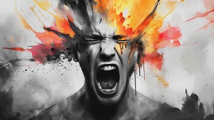 Blazing Chromatic Eruption: An Abstract Canvas of Explosive Energy