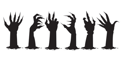 Zombie Hands Rising from the Ground Silhouette for Halloween