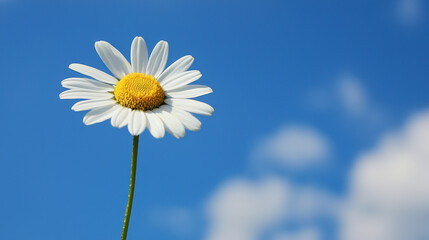 A clear sky background, a daisy flower 