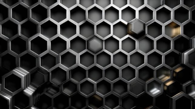 Abstract metallic honeycomb grid