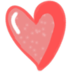 Love heart shape pink draw with white dots transparent background