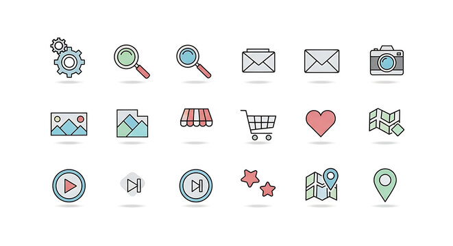 Vetores de conjunto de ícones para web design e símbolos de comunicação